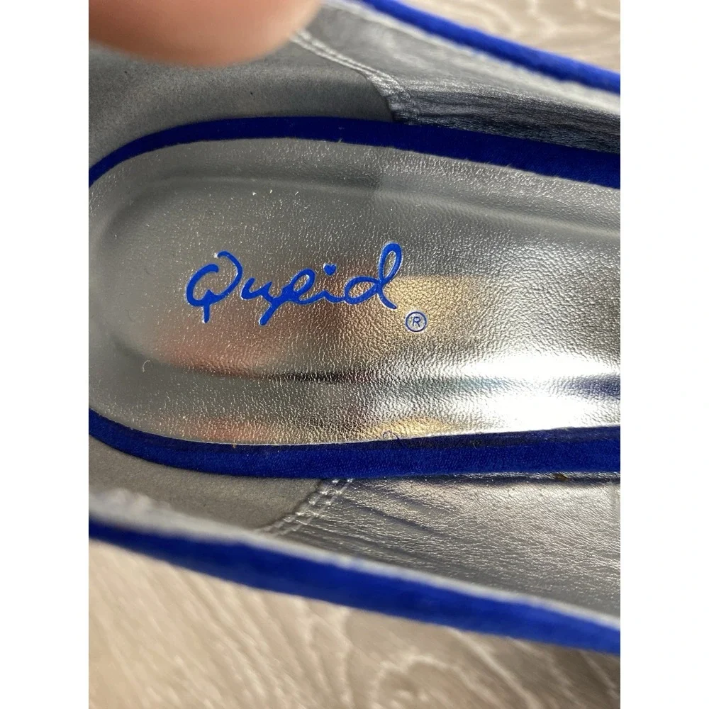 Qupid Women's Suede Platform Wedge‎ Shoes Blue Size 9
